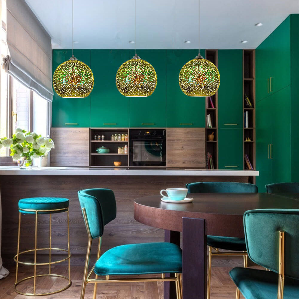 GlowNova - 3D Feuerwerk Glas Pendelleuchte