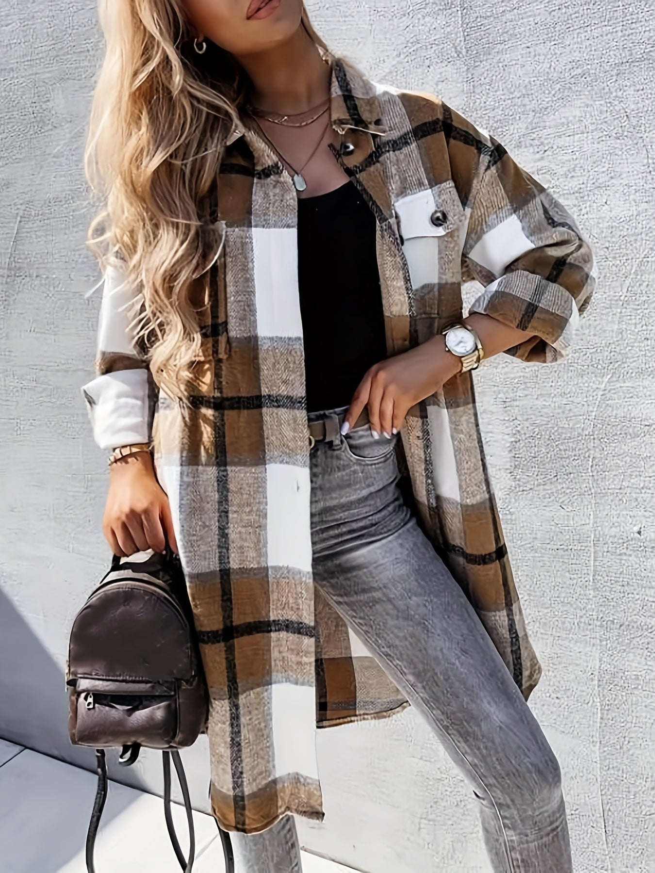 PlaidFashion - Damen-Langjacke