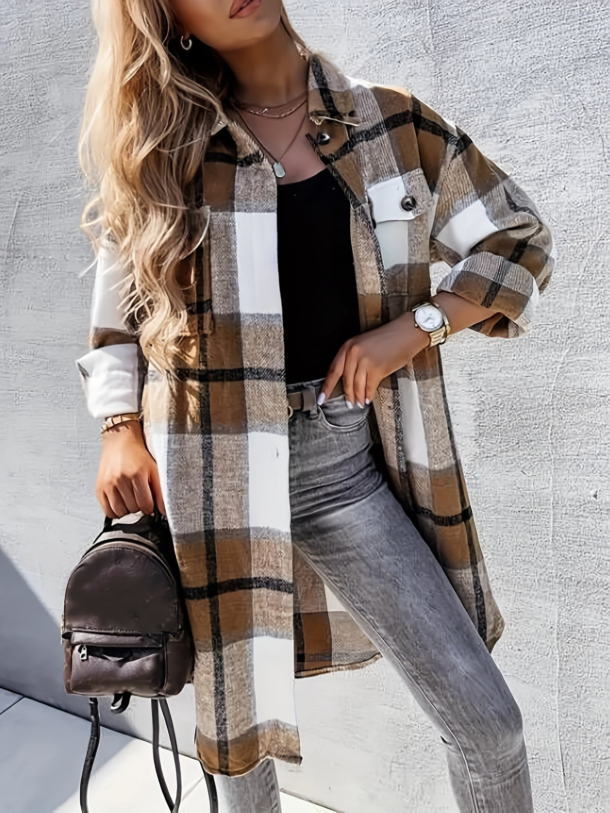 PlaidFashion - Damen-Langjacke