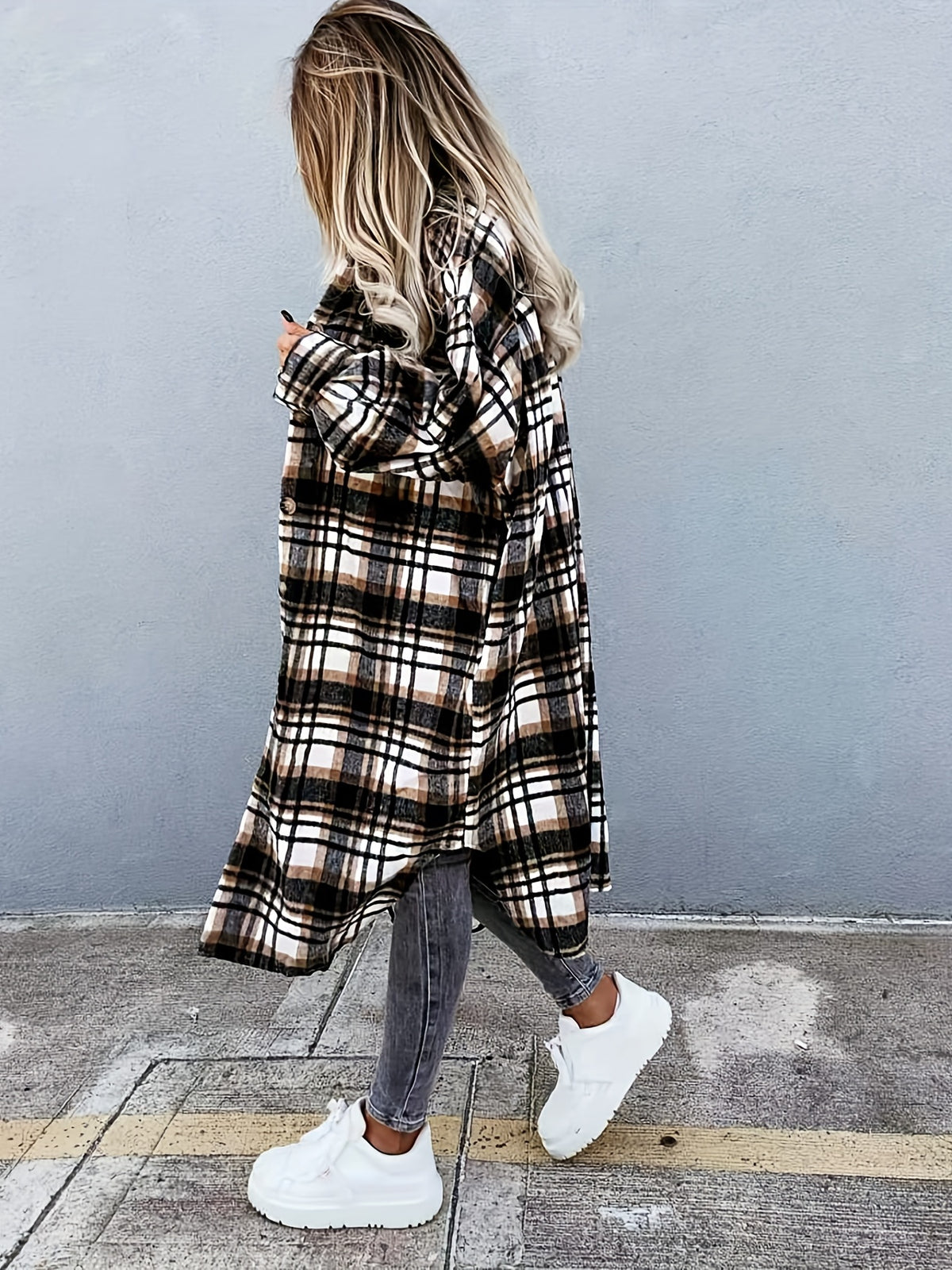 PlaidFashion - Damen-Langjacke
