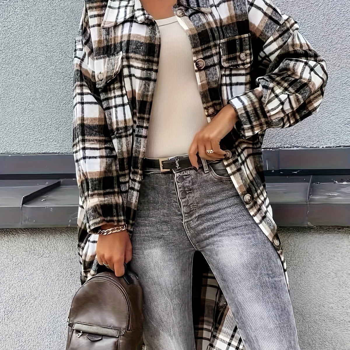 PlaidFashion - Damen-Langjacke