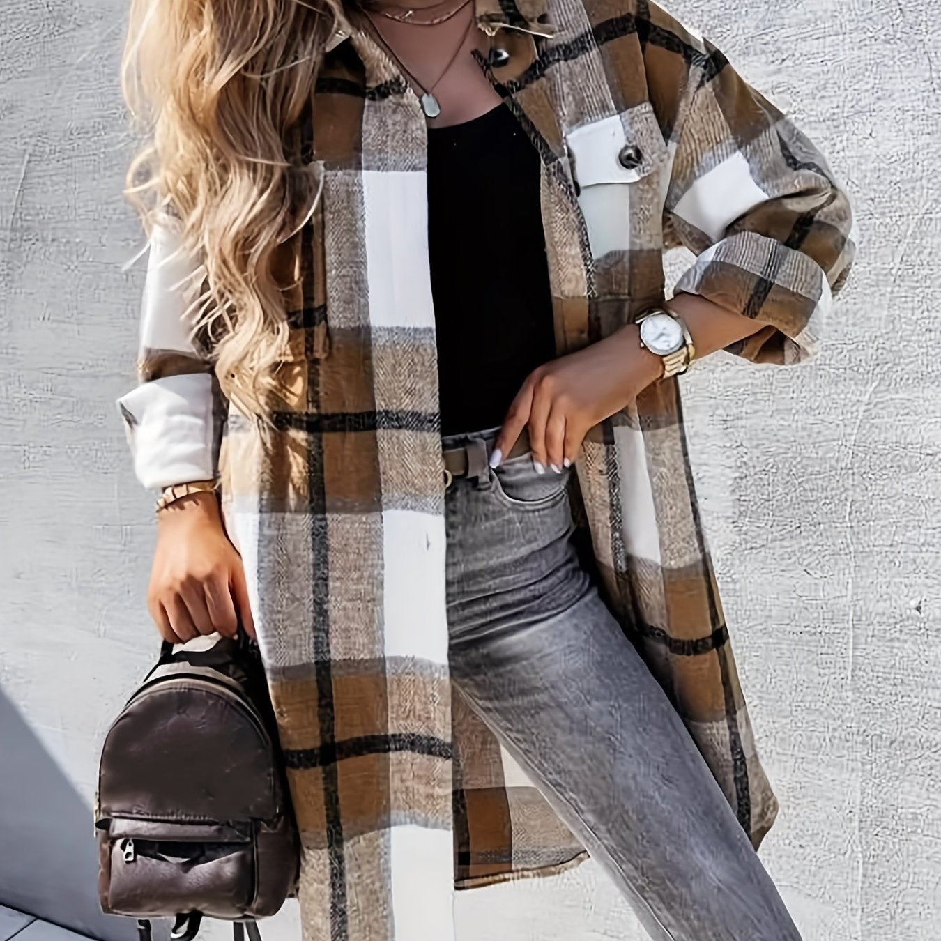 PlaidFashion - Damen-Langjacke