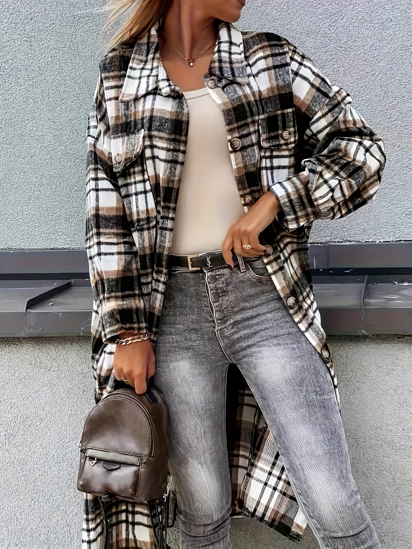 PlaidFashion - Damen-Langjacke