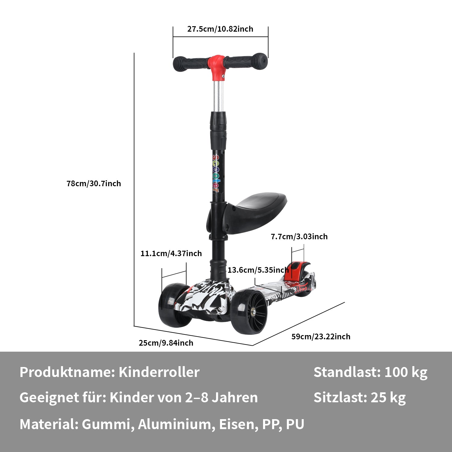 SwiftRide - Kinder Roller mit LED Rädern