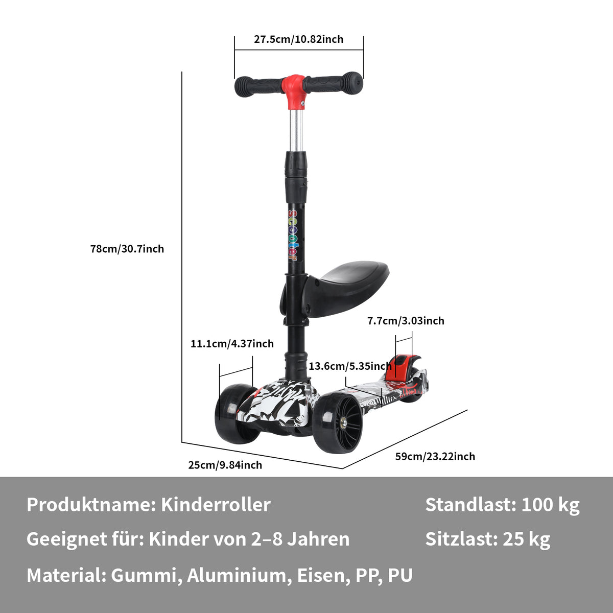 SwiftRide - Kinder Roller mit LED Rädern