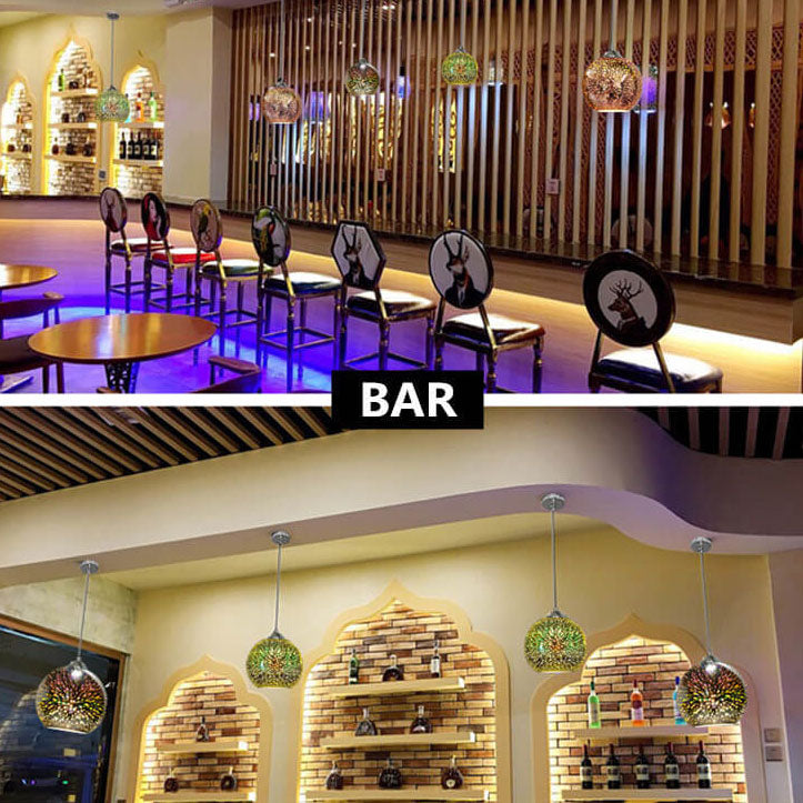 GlowNova - 3D Feuerwerk Glas Pendelleuchte