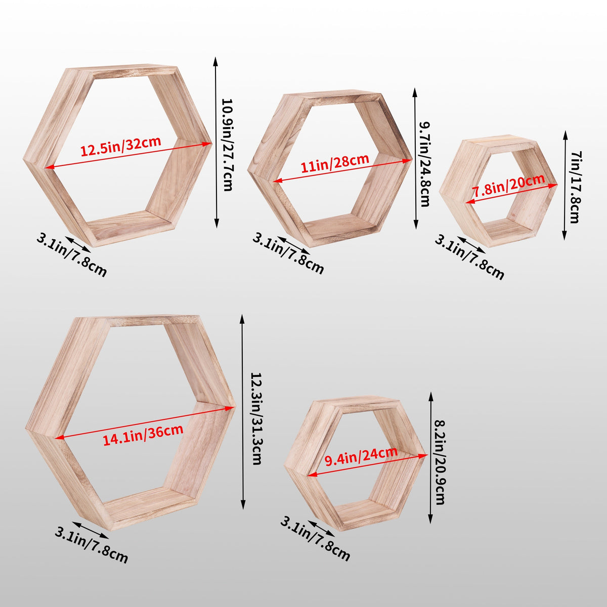 RusticHive - Sechseckige schwimmende Regale