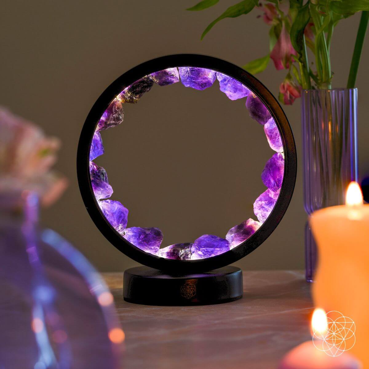 Leuchtende Amethyst-Aura-Lampe