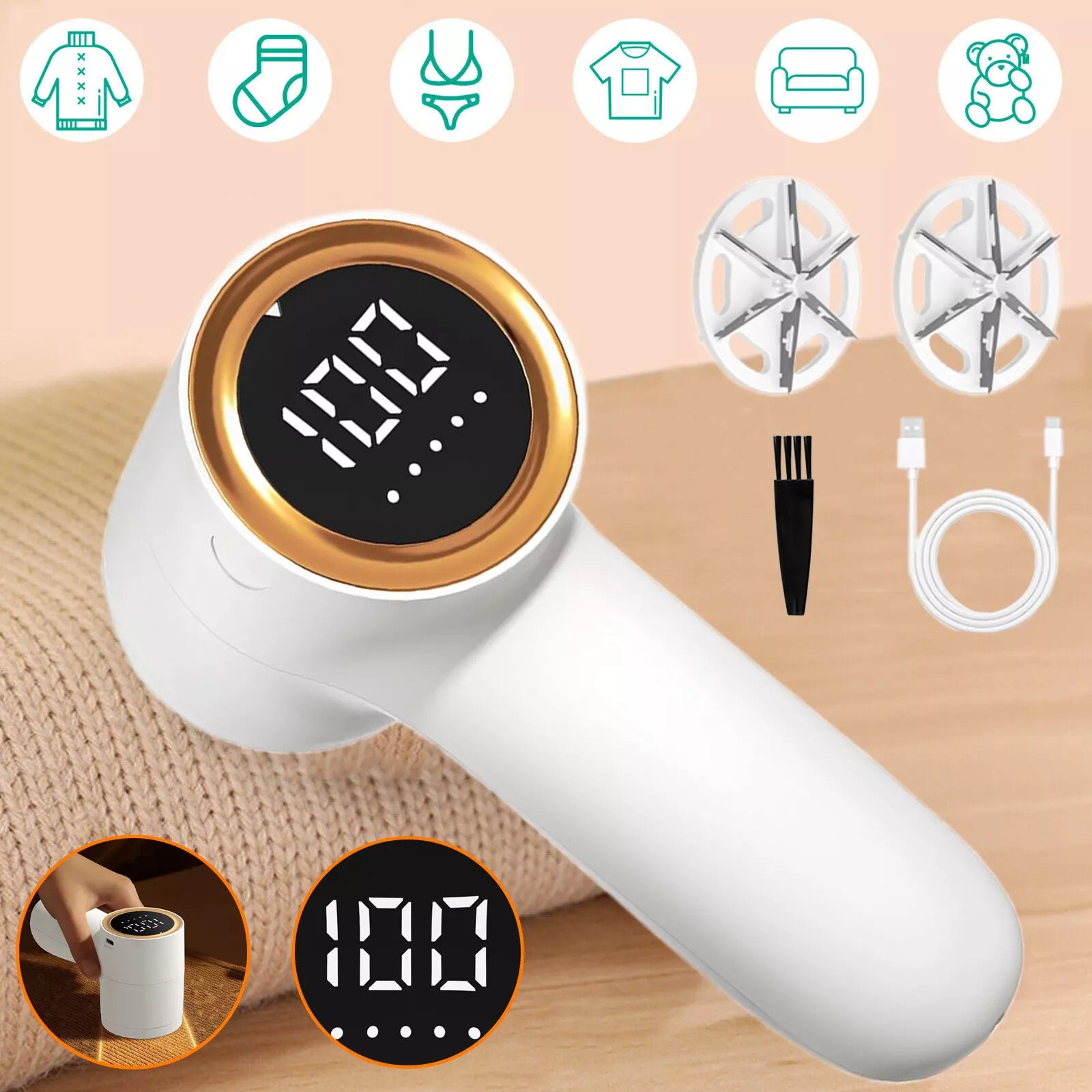 LintLift Pro - Elektrischer Fusselentferner, wiederaufladbar