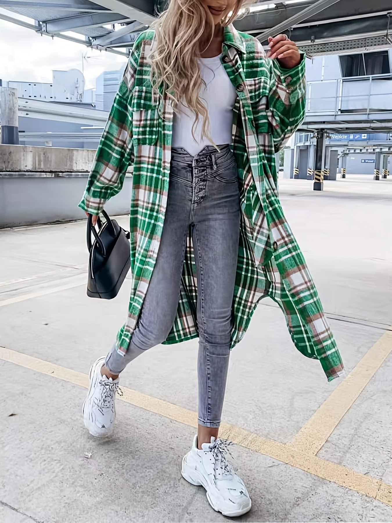PlaidFashion - Damen-Langjacke