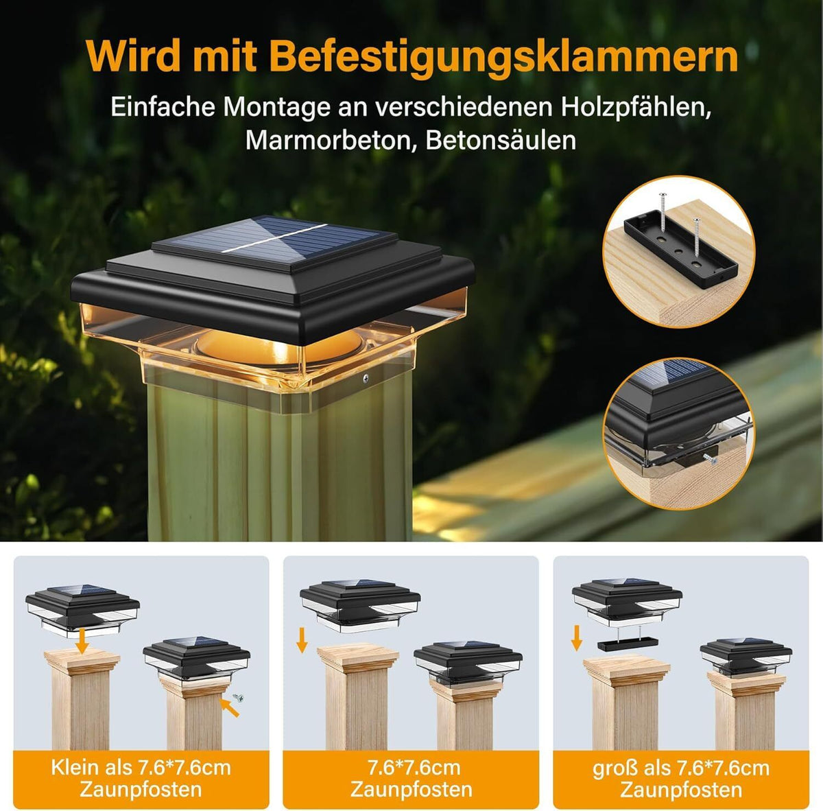 GlowGuard Square - Solar-Pfostenkappenleuchte