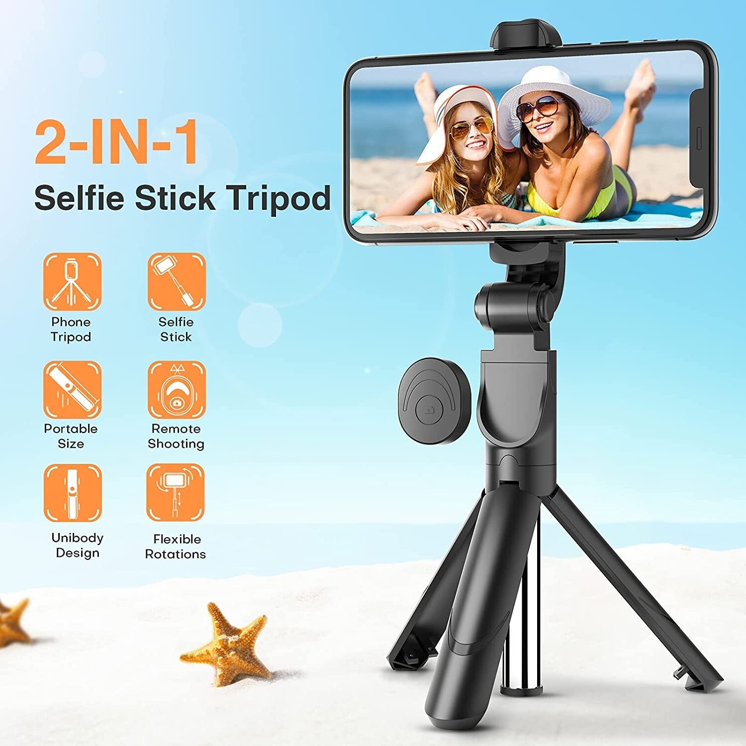 SnapGlide Max - Bluetooth Selfie-Stick-Stativ