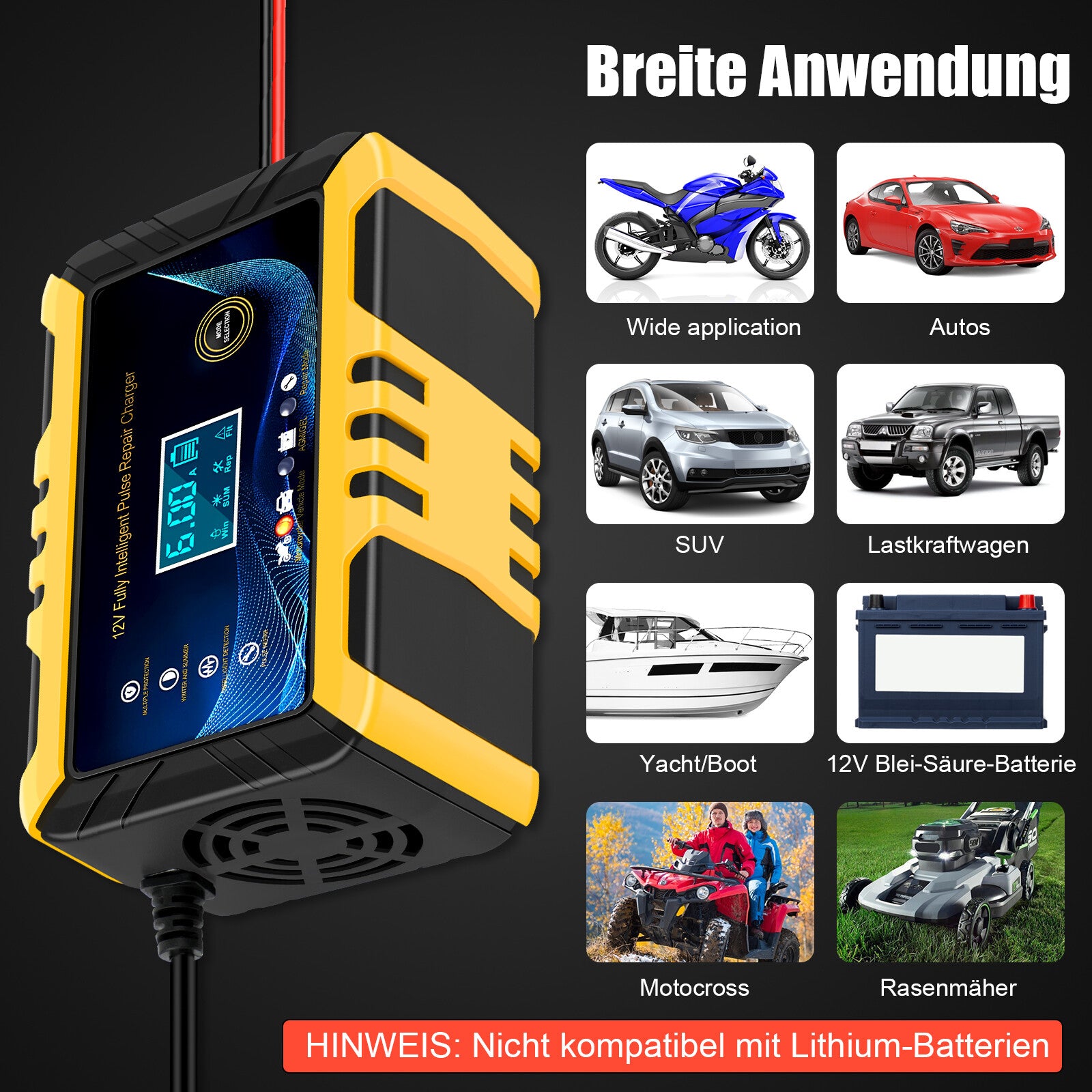 EnergieWerk - 12V Intelligentes Autobatterie-Ladegerät