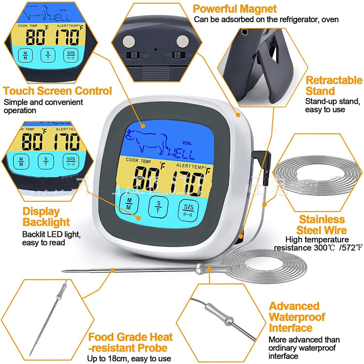 BBQPoint Touch – Digitales Grillthermometer