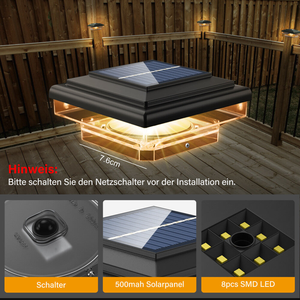 GlowGuard Square - Solar-Pfostenkappenleuchte