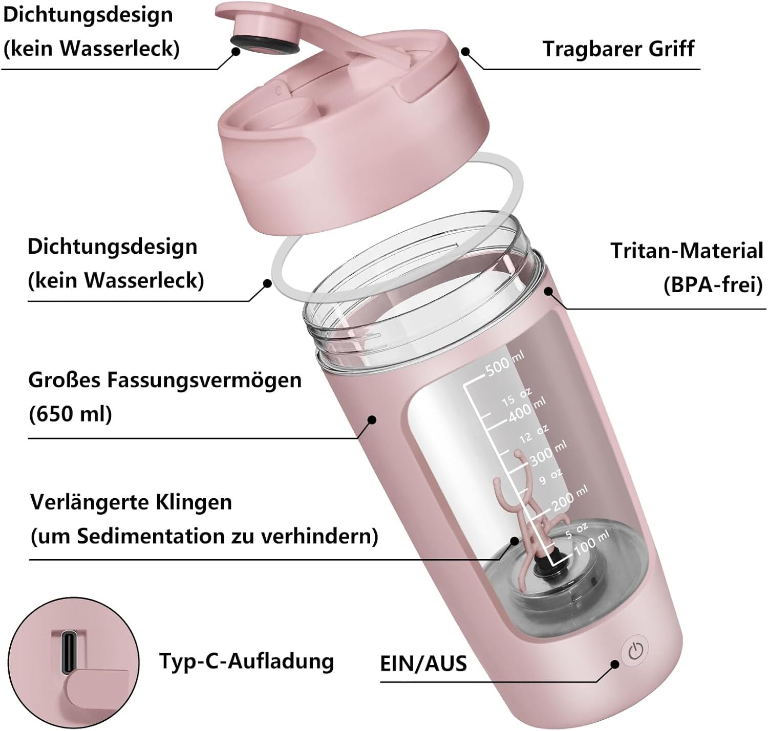 MixMate - Elektrische Protein-Shaker-Flasche