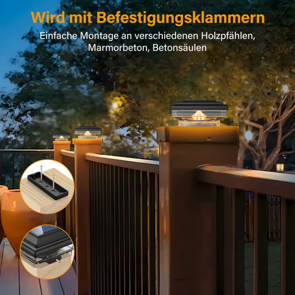 GlowGuard Square - Solar-Pfostenkappenleuchte