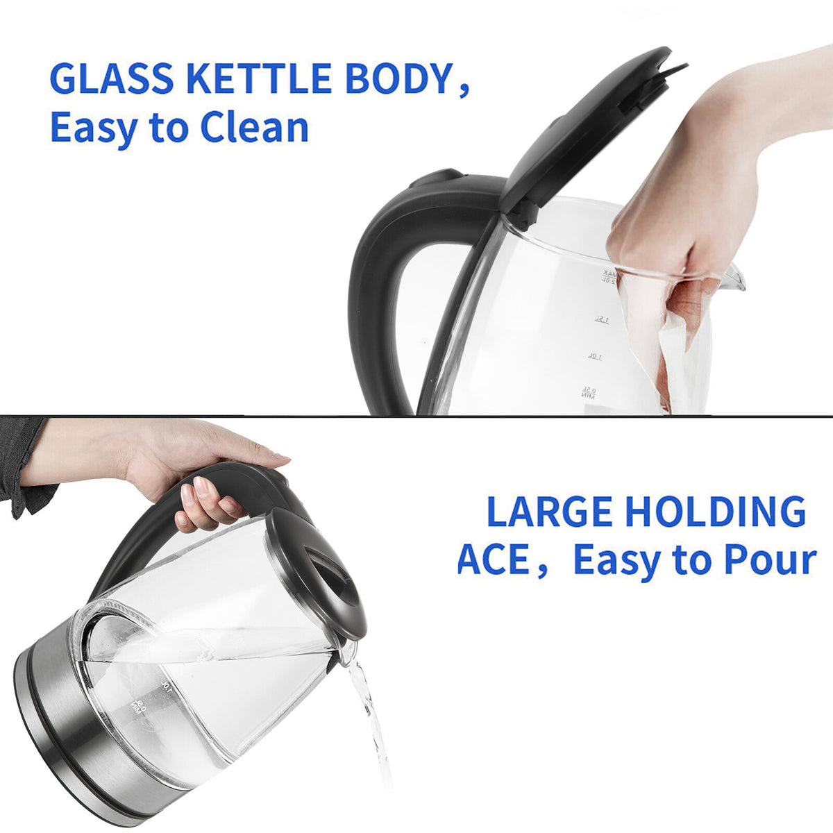 CrystalGlow - Elektrischer Wasserkocher aus Glas 2L