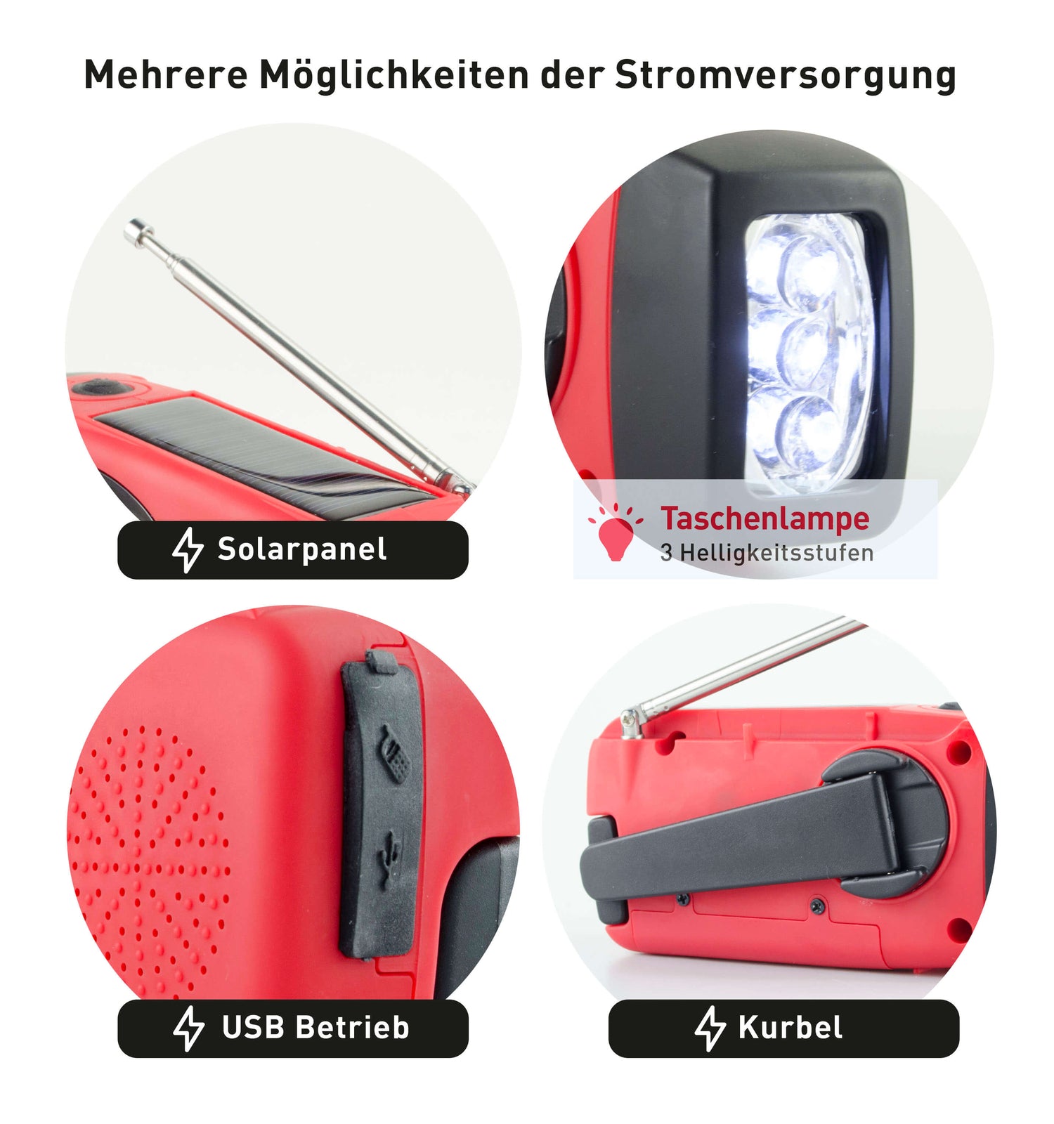 SafePower CrankLight - Notfall-Handkurbelradio mit Solarladegerät