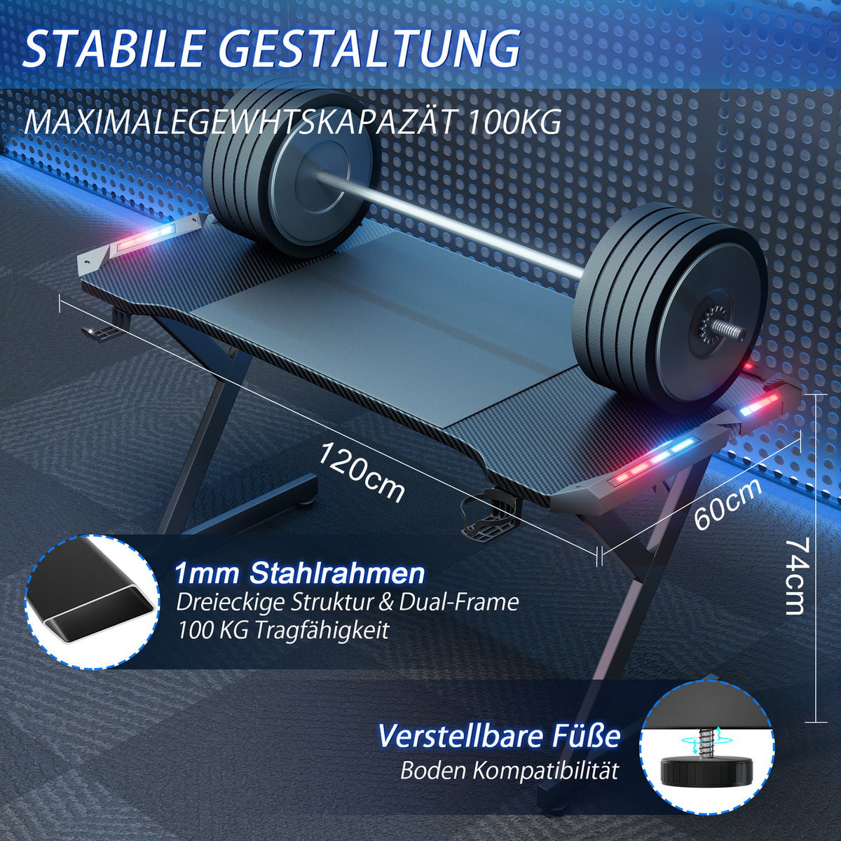 NovaEdge – Gaming-Schreibtisch mit RGB-Beleuchtung