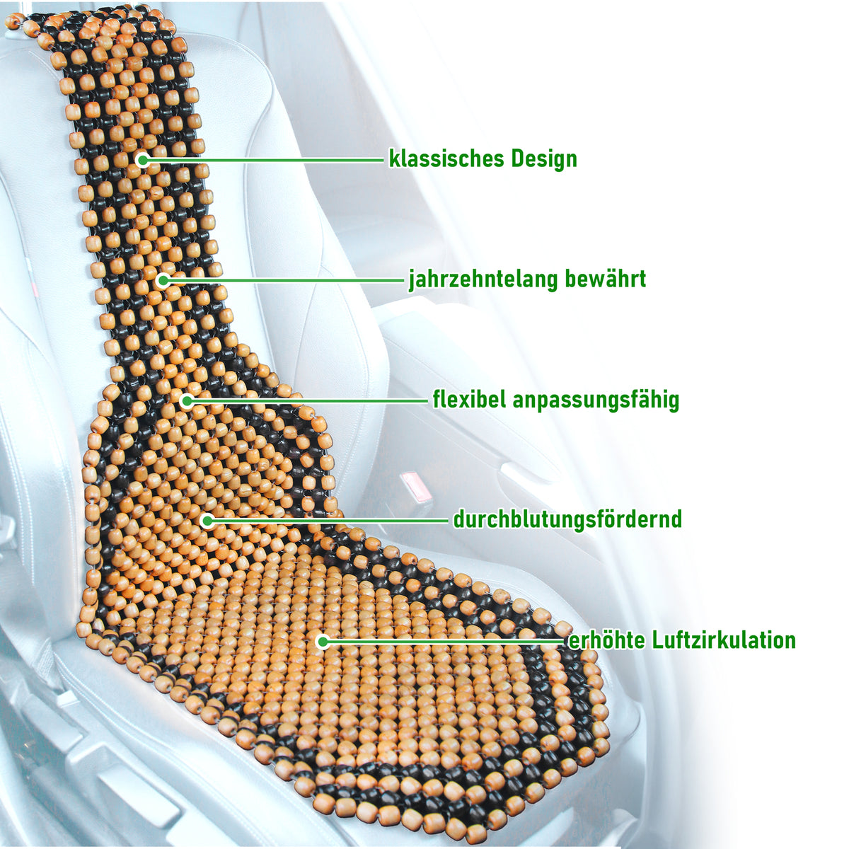 ZenBeads - Auto Sitzauflage Massage Holzkugeln