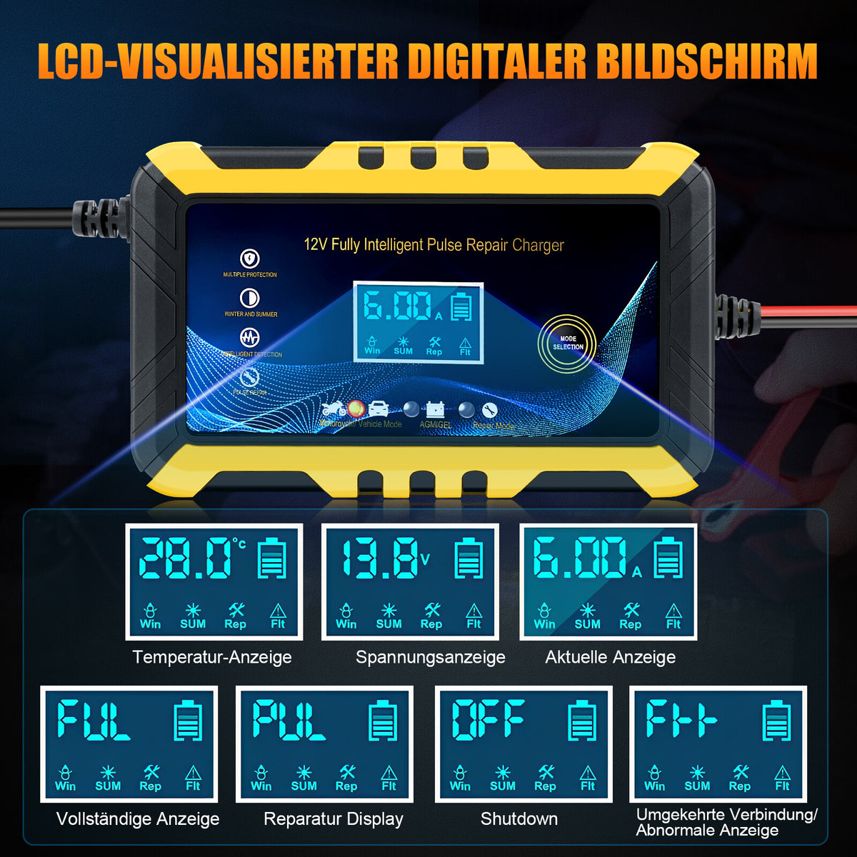 EnergieWerk - 12V Intelligentes Autobatterie-Ladegerät