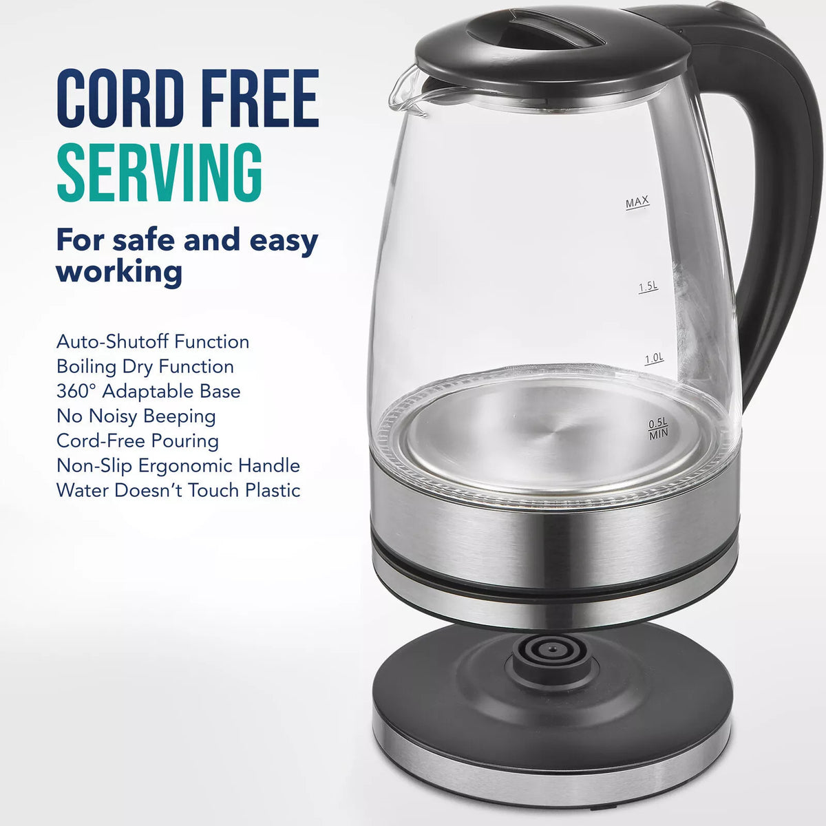 CrystalGlow - Elektrischer Wasserkocher aus Glas 2L