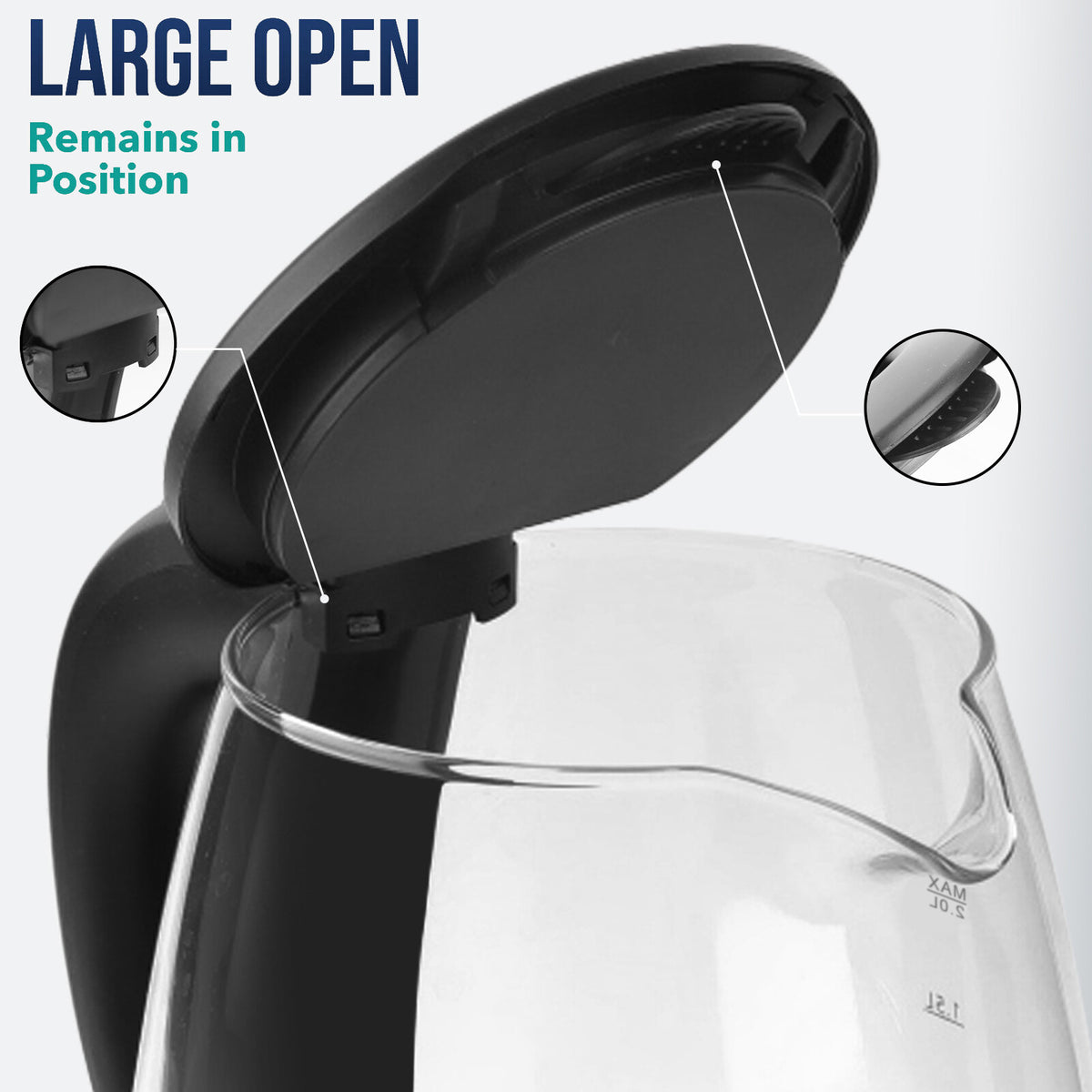 CrystalGlow - Elektrischer Wasserkocher aus Glas 2L