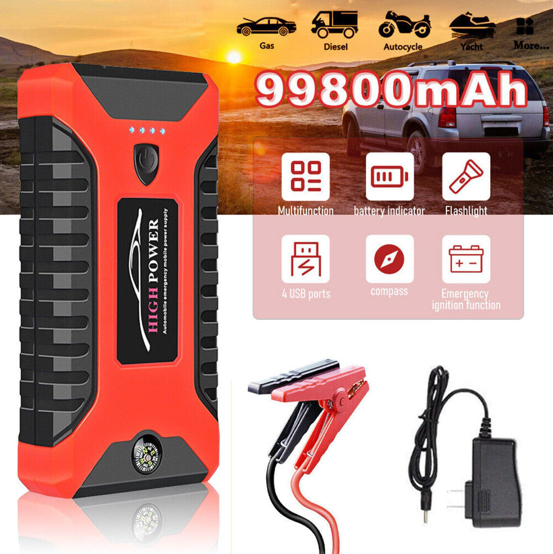 JumpIQ - Tragbares Starthilfegerät 99800mAh