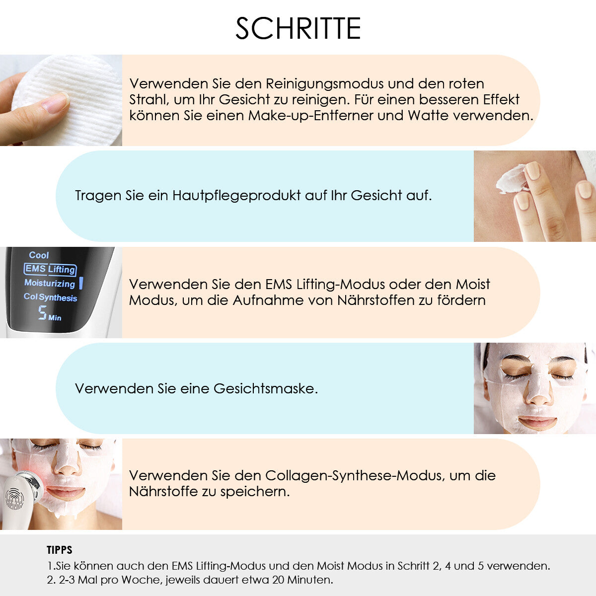 FaceTone - Gesichtstoning Gerät mit EMS &amp; LED-Therapie