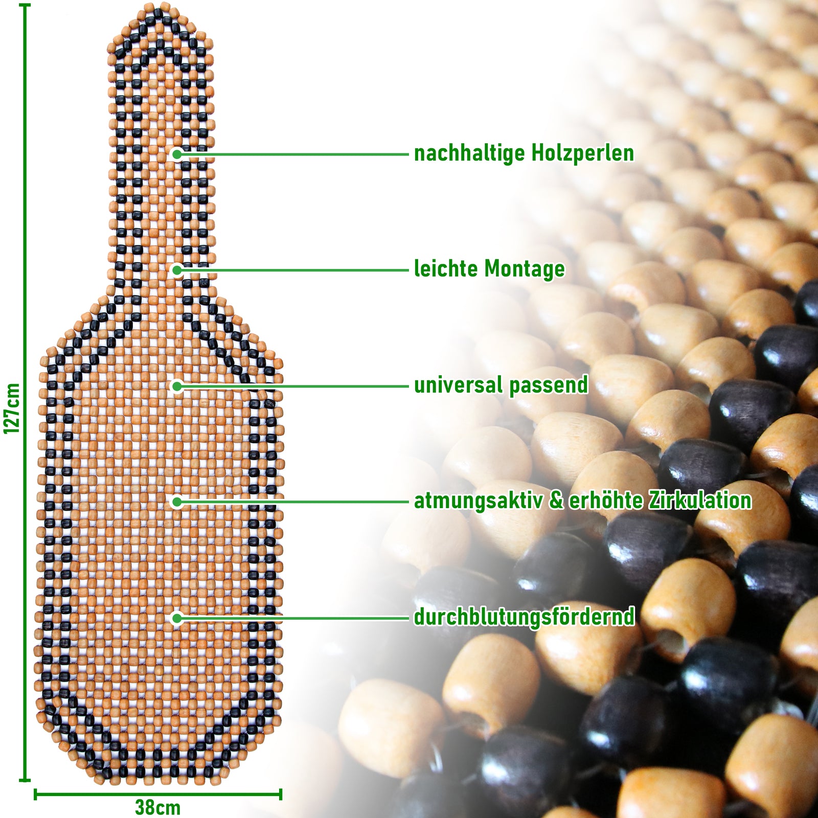 ZenBeads - Auto Sitzauflage Massage Holzkugeln