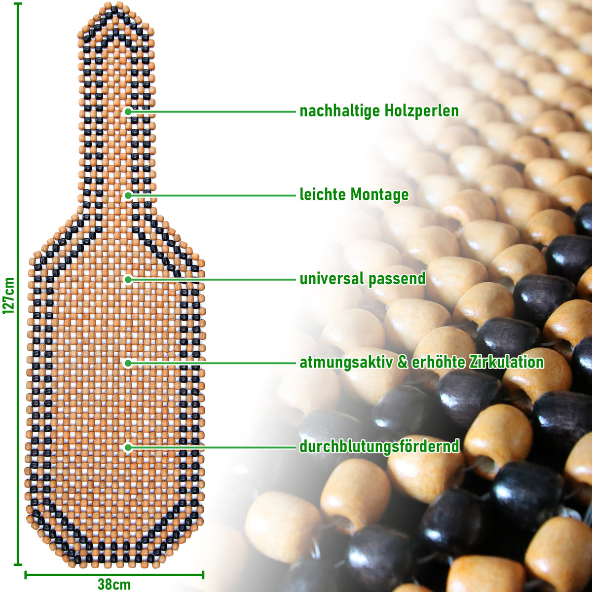 ZenBeads - Auto Sitzauflage Massage Holzkugeln