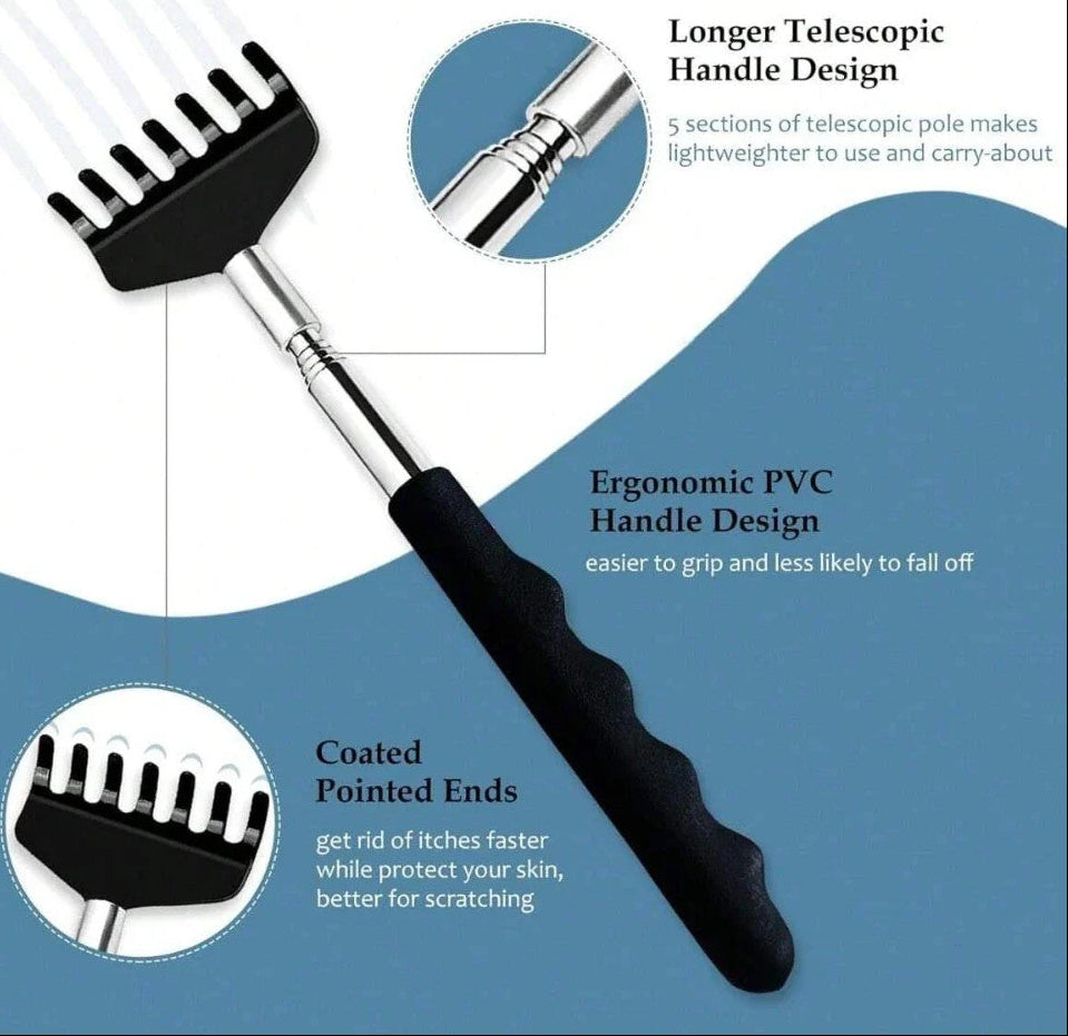 SilberGriff Komfort - Teleskop Edelstahl Rückenkratzer Set