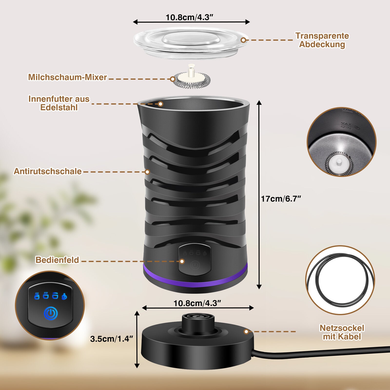 FrothMist - Automatischer Milchaufschäumer und Milchwarmer