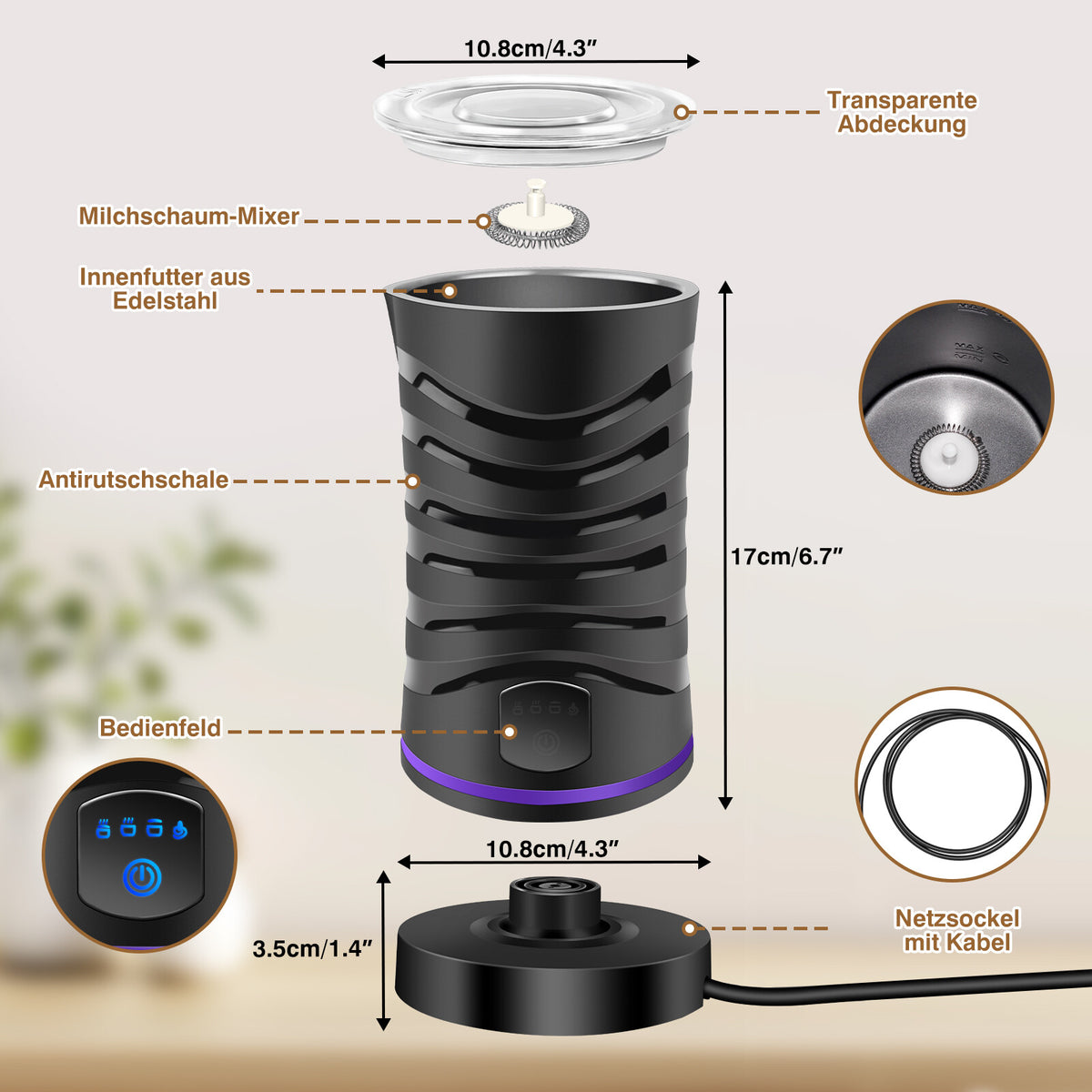 FrothMist - Automatischer Milchaufschäumer und Milchwarmer