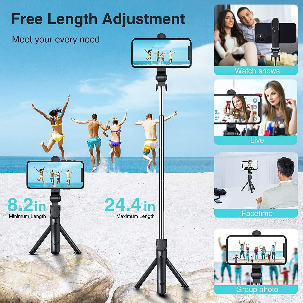SnapGlide Max - Bluetooth Selfie-Stick-Stativ