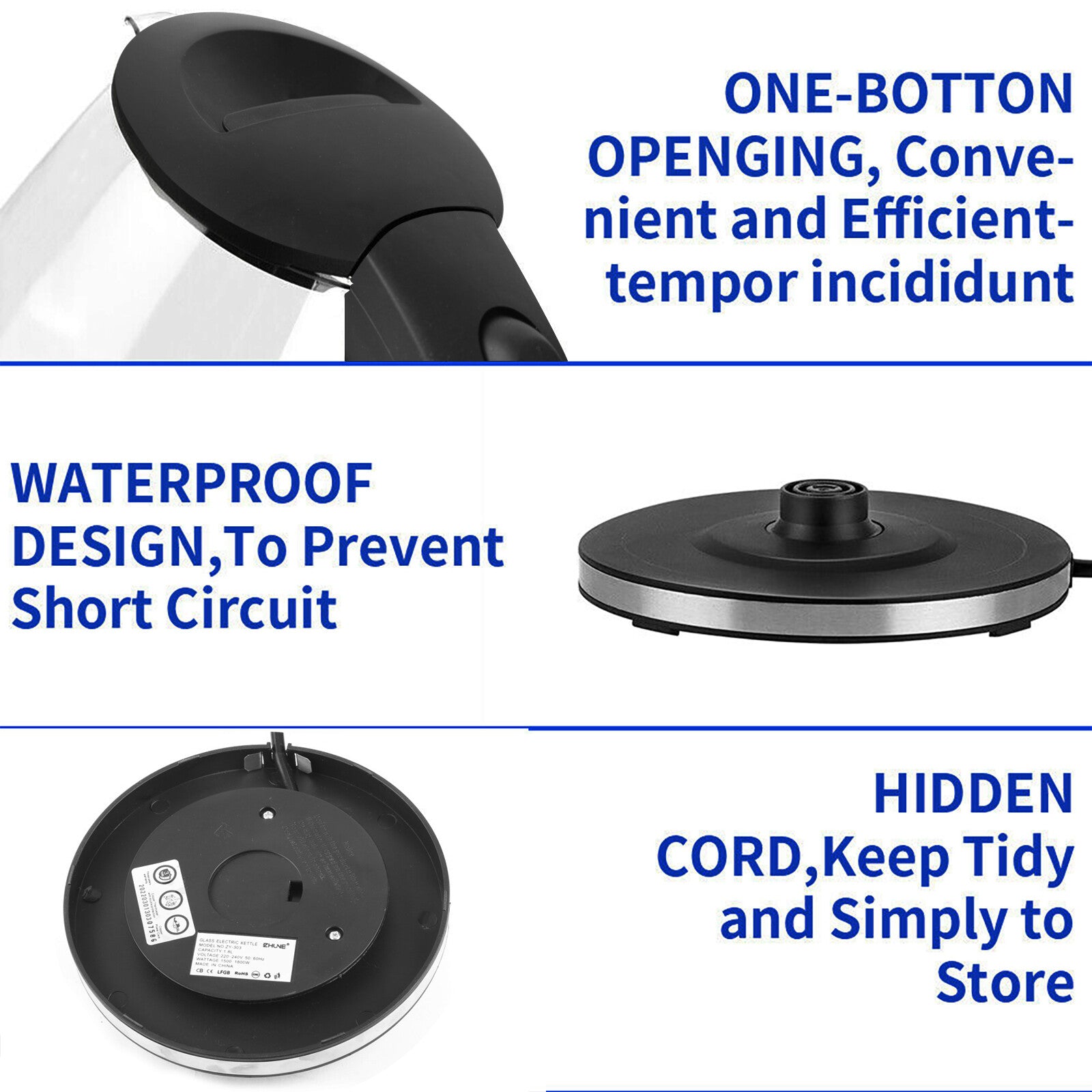 CrystalGlow - Elektrischer Wasserkocher aus Glas 2L