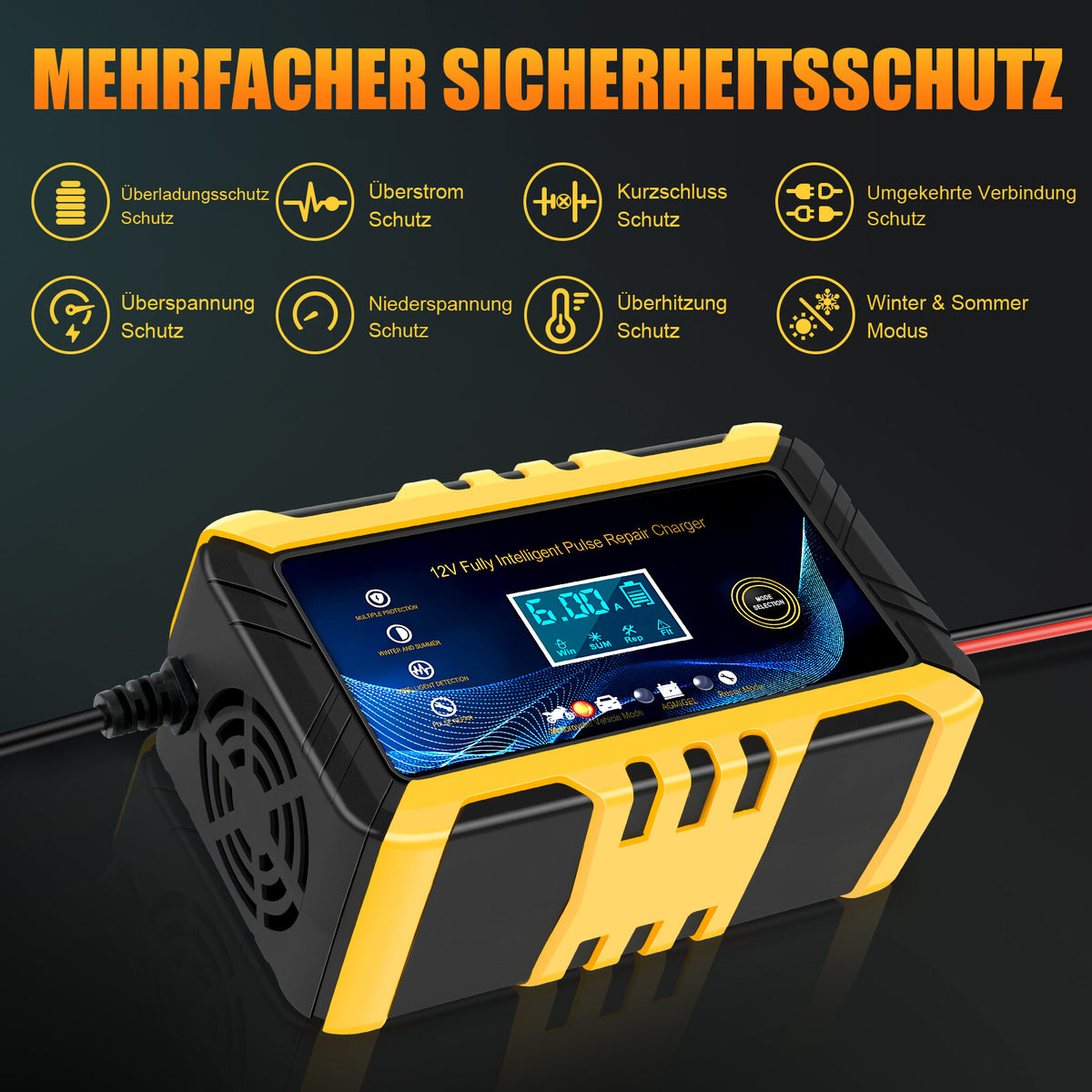 EnergieWerk - 12V Intelligentes Autobatterie-Ladegerät