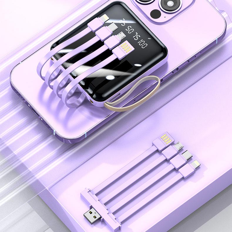 ChargeEase Pro - Schnelllade-Powerbank mit integrierten Kabeln